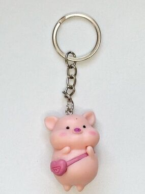 Pink Pig Keychain Charm for Small Pets Accessories